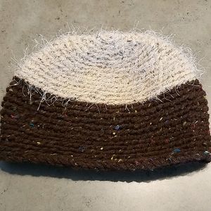New Hand Made Warm Knit Hat Beanie Brown Cream